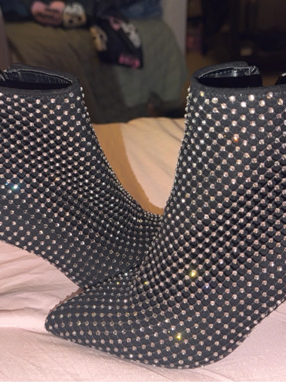 Gianni Bini Black Crystal-Studded Ankle Booties - Picture 9 of 9